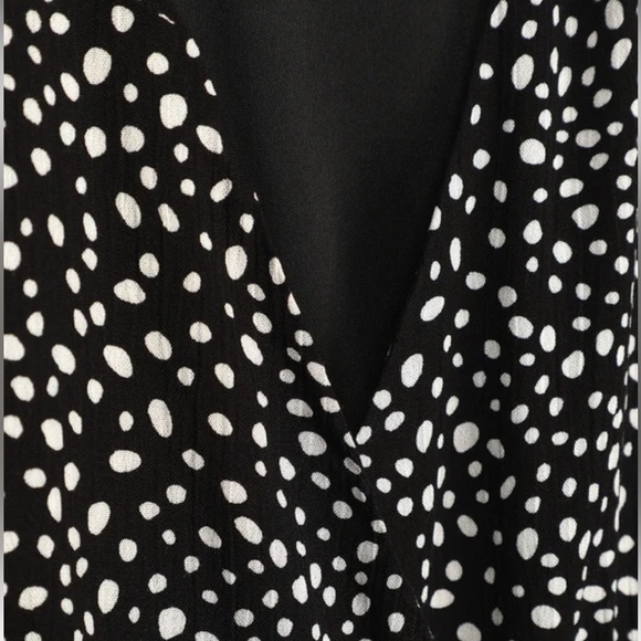Lulu’s Your Favorite One Black Dot Print Puff Sleeve Wrap Mini Dress - Picture 5 of 9